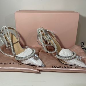 MACH & MACH Diamond of Elizabeth embellished PVC and patent-leather sandals